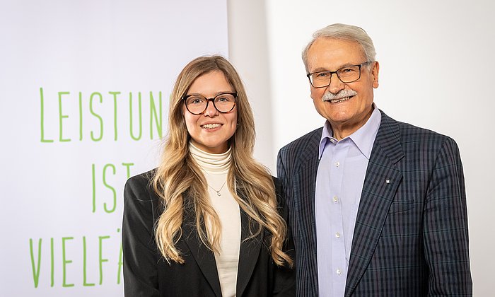 The sponsor Prof. Hoffmann with his scholarship holder