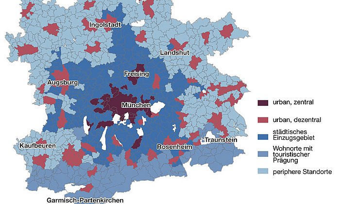 Räumliche funktionale Strukturcluster der Metropolregion München.