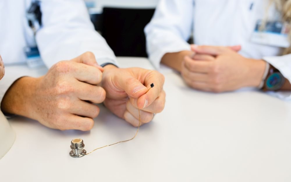 A microelectrode array (Utah Array), implanted in the brain of the study participants. 