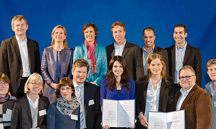 Die Gewinner des TUM IdeAward erhielten gestern Abend ihre Preise. (Foto: A. Heddergott / TUM, Beschriftung s. unten)