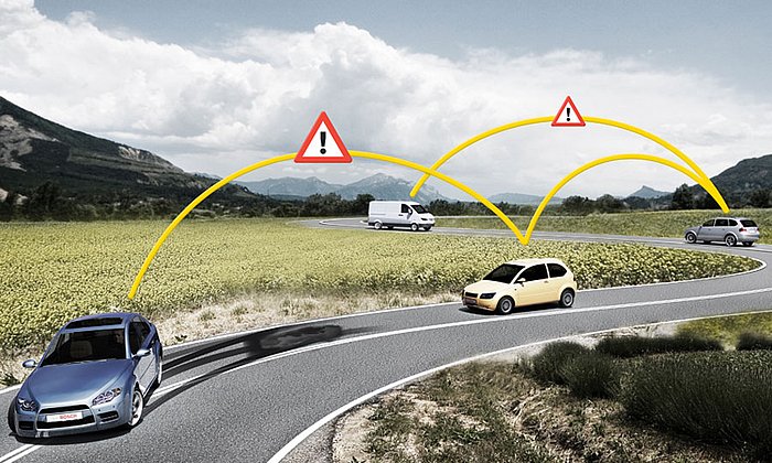 Cars alert each other to imminent hazards.