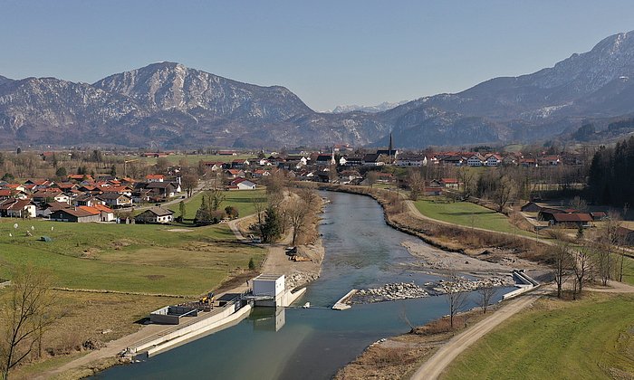 Shaft power plant in the Loisach near Großweil in Bavaria