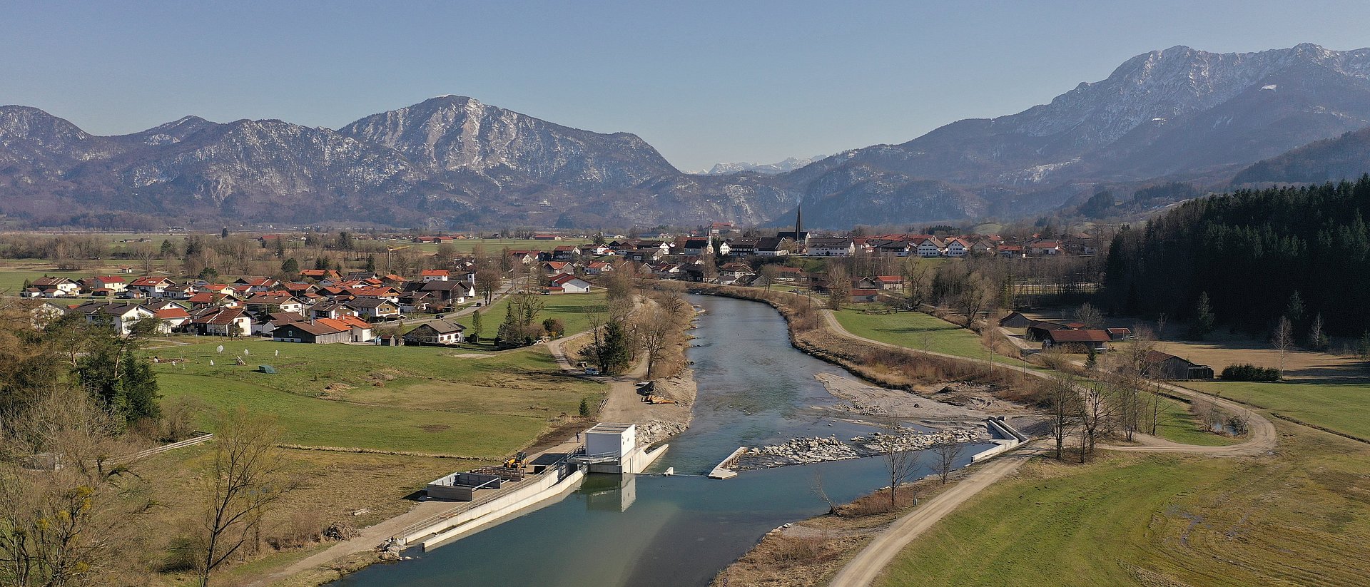 Shaft power plant in the Loisach near Großweil in Bavaria