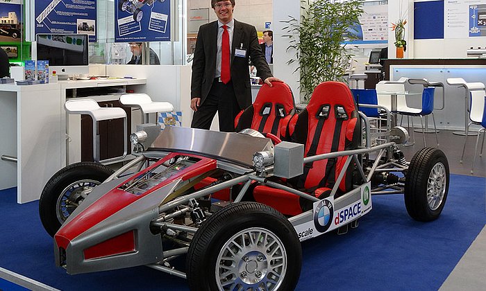 Das studentische Elektrofahrzeug „eCARus" auf der Hannover Messe – Foto: Marcel Rogge