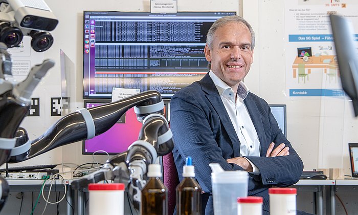 Prof. Wolfgang Kellerer in his lab.