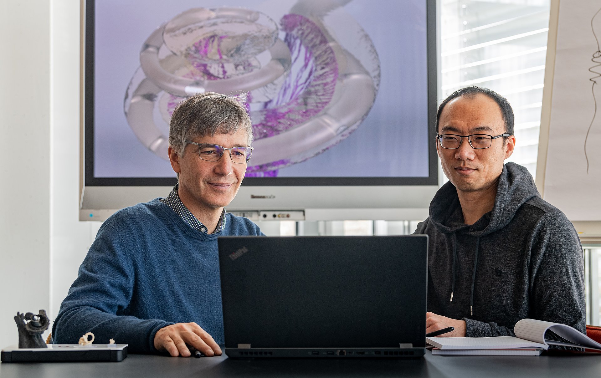Prof. Dr. Werner Hemmert and Dr. Siwei Bai have developed a computer model which predicts the neuronal activation patterns that cochlea implants create in the auditory nerve. 