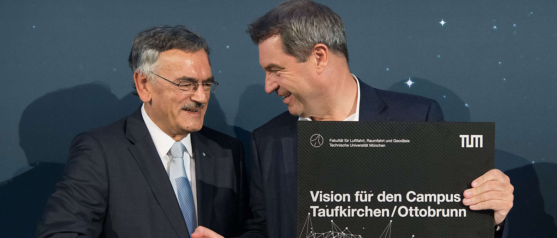TUM President Prof. Wolfgang A. Herrmann with Bavarian Minister President Dr. Markus Söder.