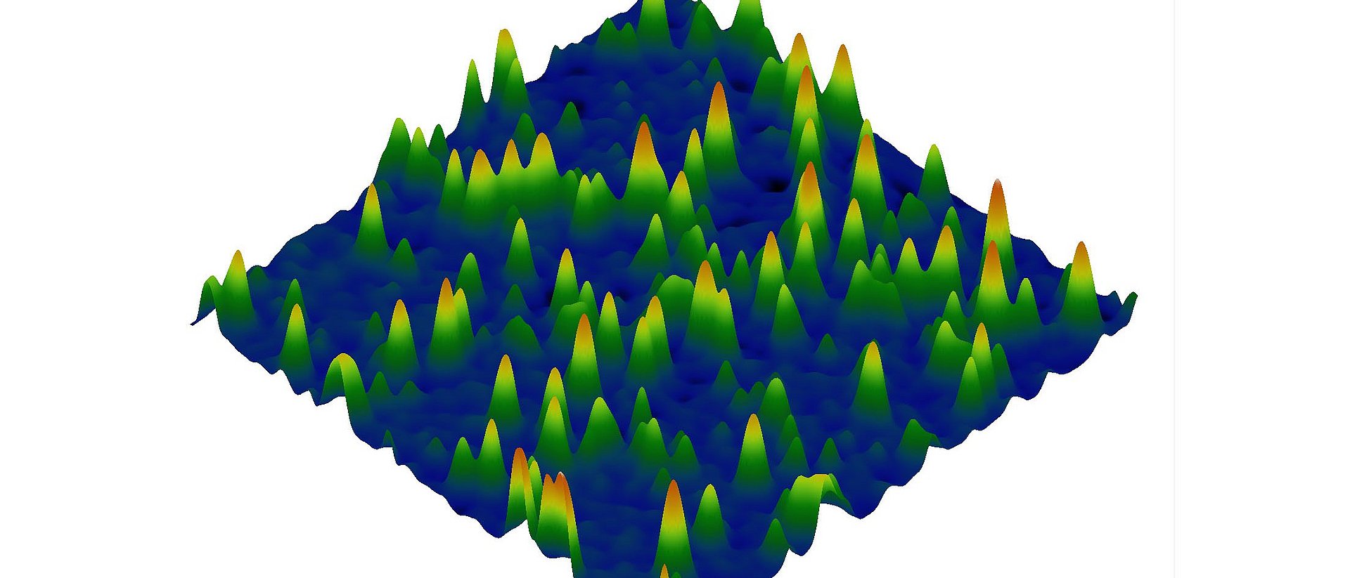 As part of her project, Dr. Barbara Lechner observes catalytic processes at atomic level. The green and orange peaks represent platinum clusters each containing 20 atoms on a flat iron oxide surface. This project, along with six others, is to receive funding from ERC Starting Grants.