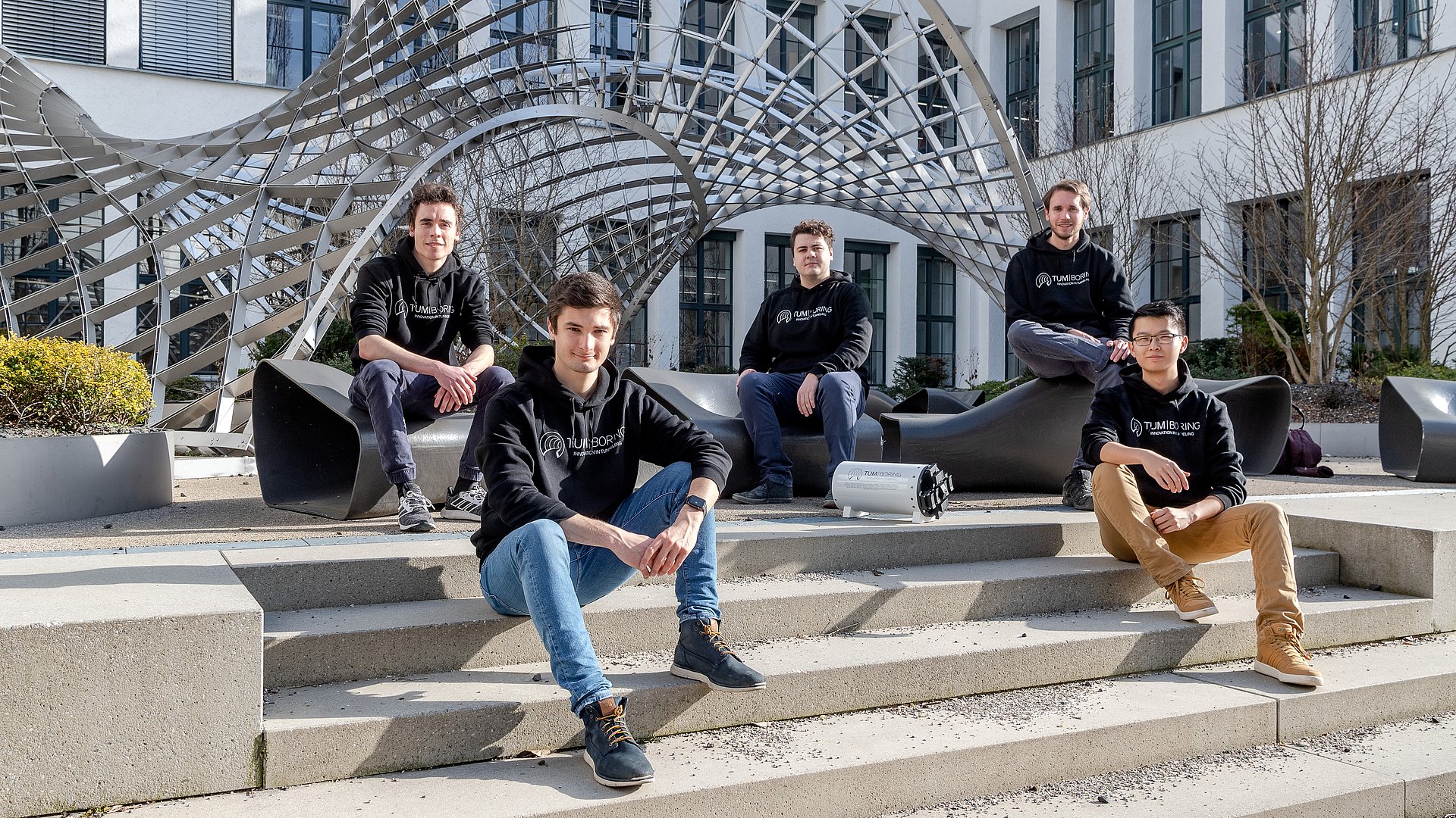 The five-person leadership team (form left to right): Elias Schmid, Marvin von Hagen, Max Herbst, Kilian Schmid and Haokun Zheng.