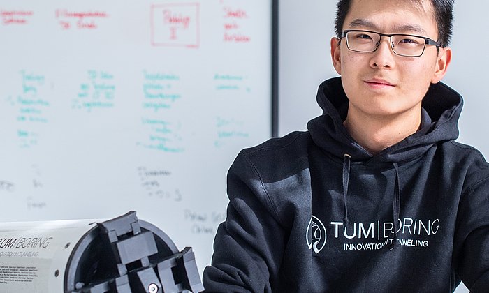 Informatics student Haokun Zheng is one of the team leaders at TUM Boring.