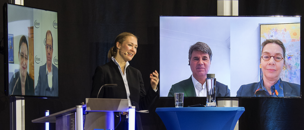 Gründungsveranstaltung des TUM Institute for LifeLong Learning: Vizepräsidentin Prof. Dr. Claudia Peus moderiert eine virtuelles Expertenpanel mit Petra Scharner-Wolff, Mitglied des Konzernvorstands der Otto Group, Dr. Reinhard Ploss, Vorstandsvorsitzender der Infineon Technologies AG, Harald Krüger, Mitglied des Aufsichtsrats der Lufthansa AG sowie der Deutschen Telekom AG, und Dr. Victoria Ossadnik, Vorsitzende der Geschäftsführung der E.ON Energie Deutschland