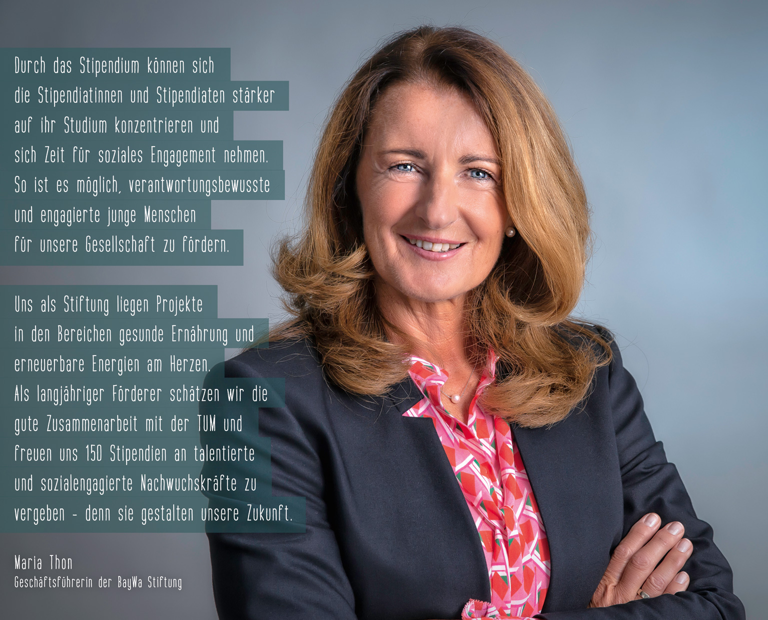 Maria Thon, Geschäftsführerin der Baywa Stiftung Portrait von Maria Thon, Geschäftsführerin der Baywa Stiftung