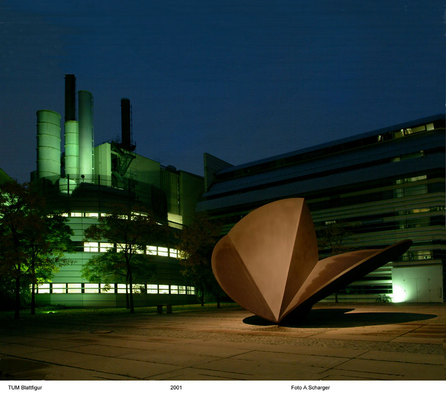 TUM's atrium at night