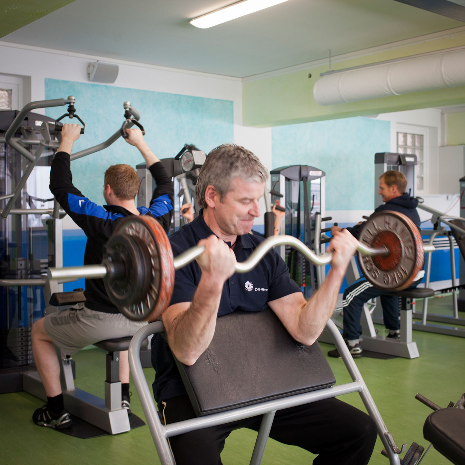 Athletes training in gym