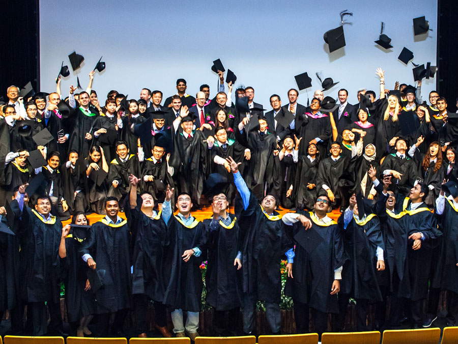 TUM Asia graduates celebrating