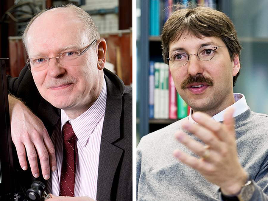 Prof. Christian Große und Prof. Dirk Busch präsentieren ihre neuesten Forschungsergebnisse auf dem diesjährigen AAAS-Meeting in Washington, DC. (Fotos: W. Bachmeier und A. Eckert / TUM)