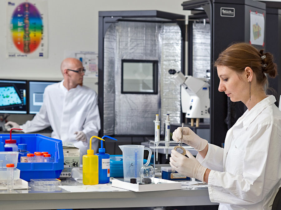 TUM researchers in a laboratory