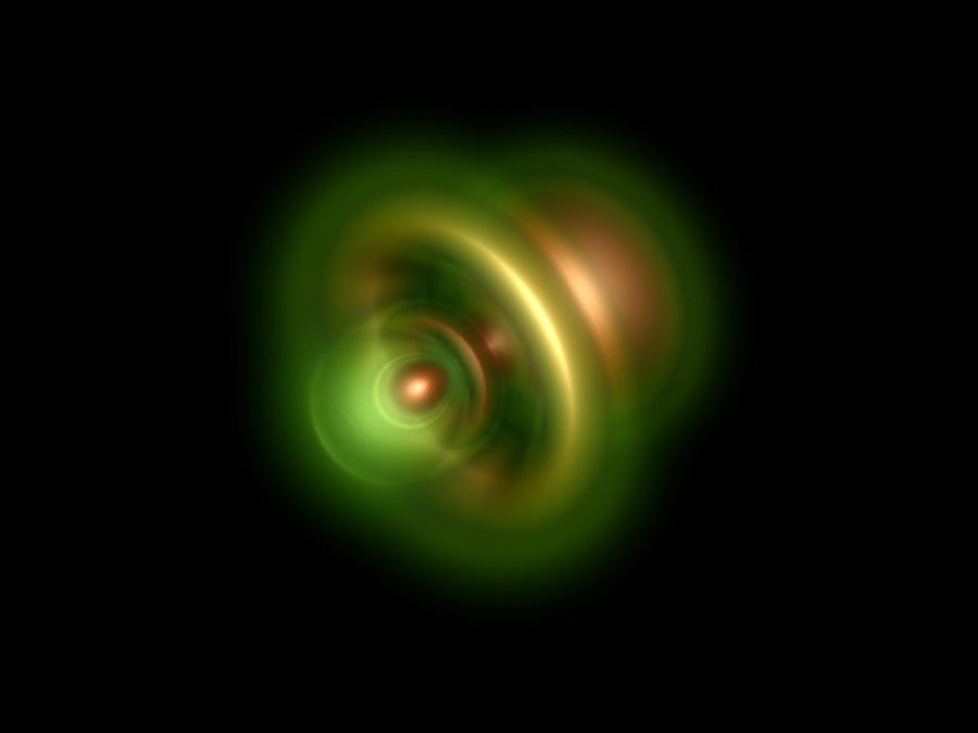 Probable position of the remaining electron after photoemission of an electron from a helium atom - Image: M. Ossiander / TUM, M. Schultze / MPQ