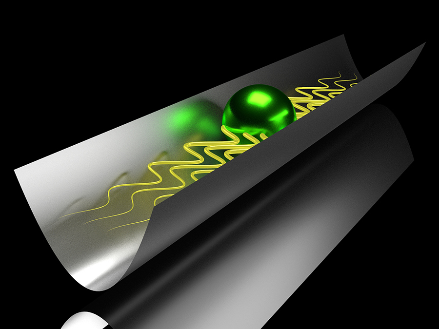 A quantum particle performing an intriguing oscillatory back-and-forth motion in a one-dimensional atomic gas. (Image: Florian Meinert / Univ. Innsbruck)