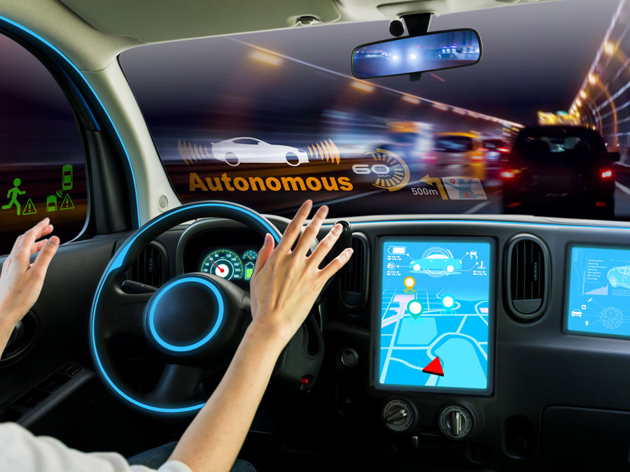 Woman in an automated car