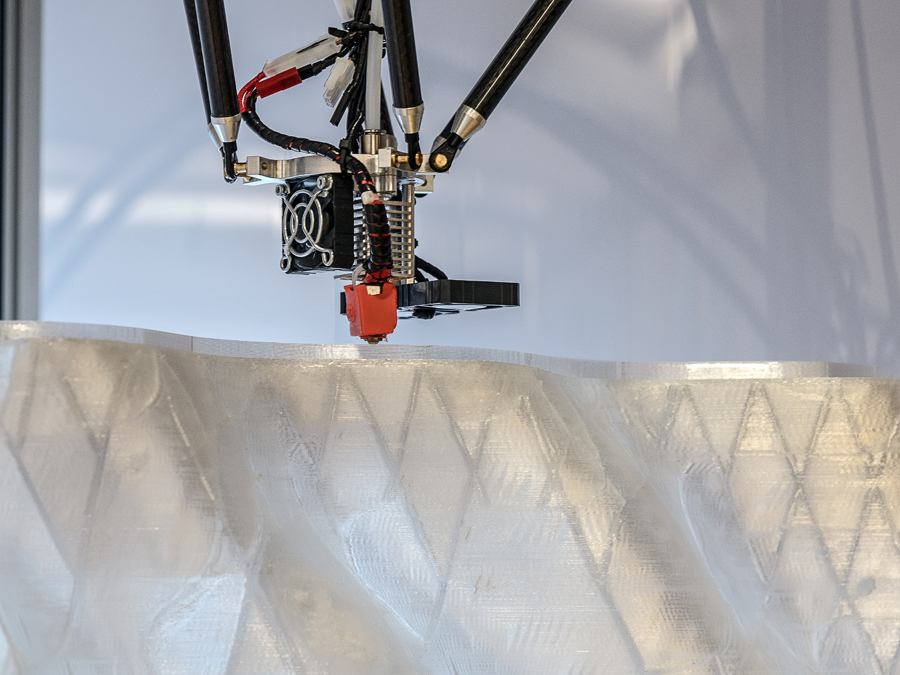 A 3D-printer producing building envelopes.