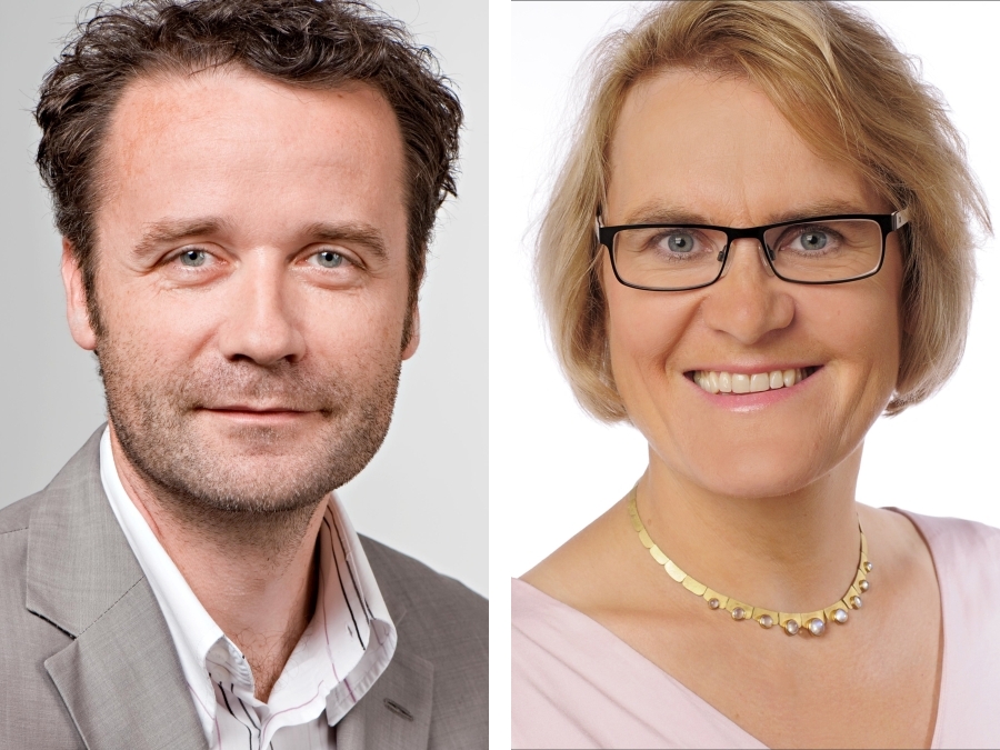 Christoph Gehlen und Jutta Möhringer arbeiten mit E-Learning-Formaten. (Bilder: A. Eckert / TUM; privat)