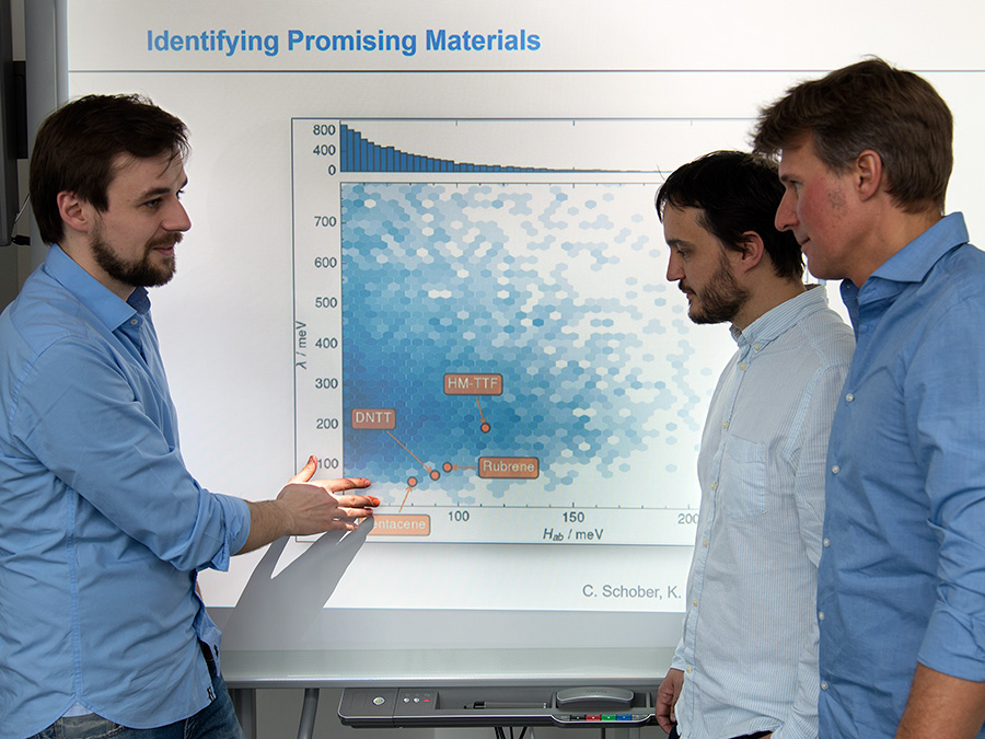 First author Christian Kunkel, PD Dr. Harald Oberhofer and Prof. Karsten Reuter (fltr). (Image: A. Battenberg / TUM)