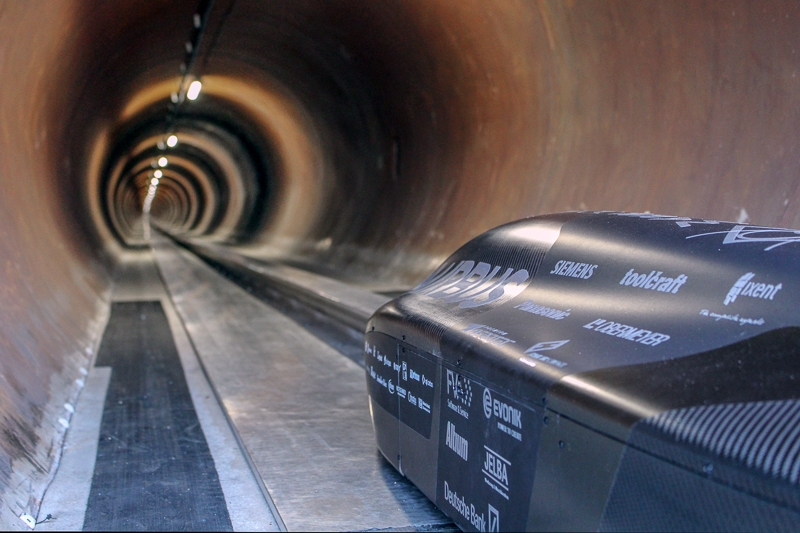 The prototype in the test tube in Los Angeles. (Image: WARR Hyperloop Team) The prototype in the test tube in Los Angeles.