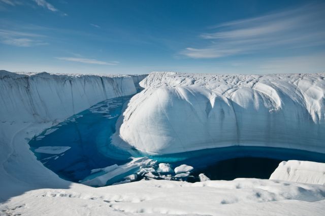 Schmelzwasser-Kanal auf Grönland. Foto: Ian Joughin
