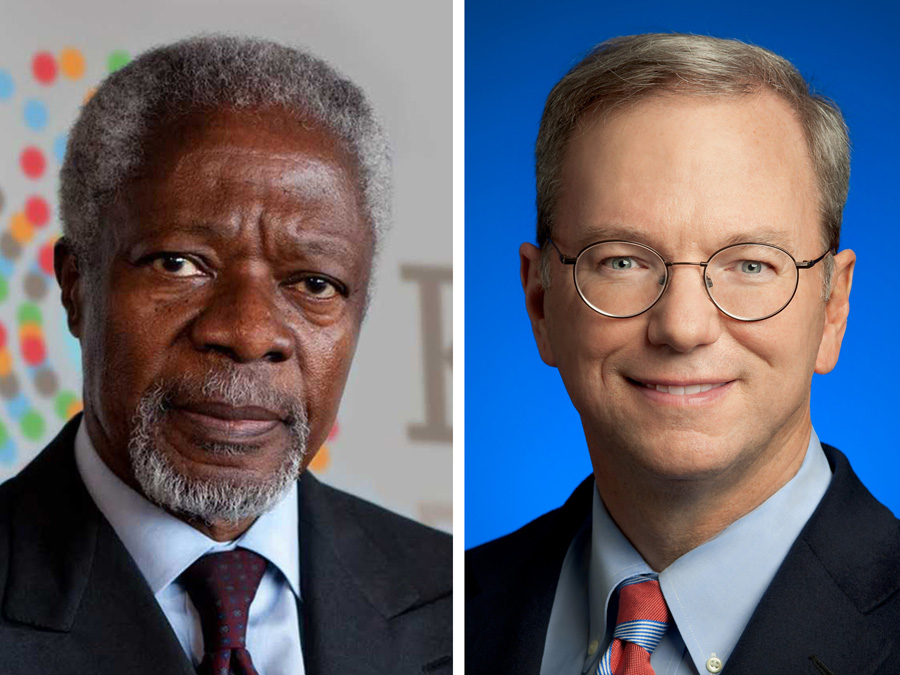 Kofi Annan and Eric Schmidt