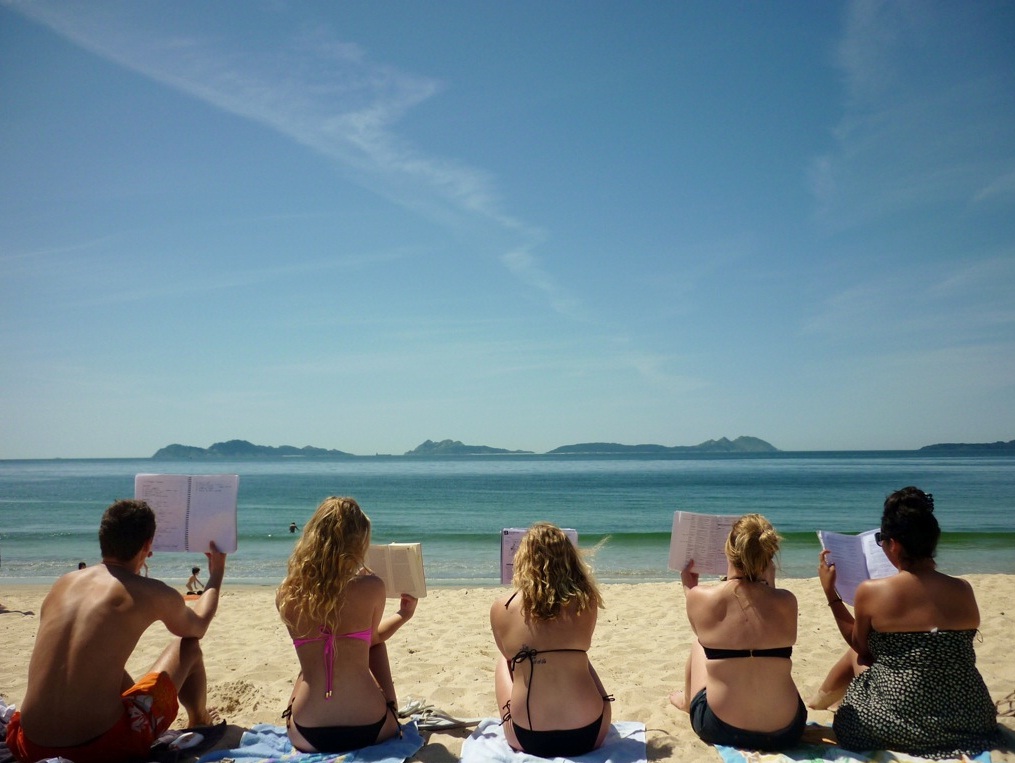 Students on the beach