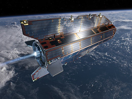 Satellite GOCE orbits the earth