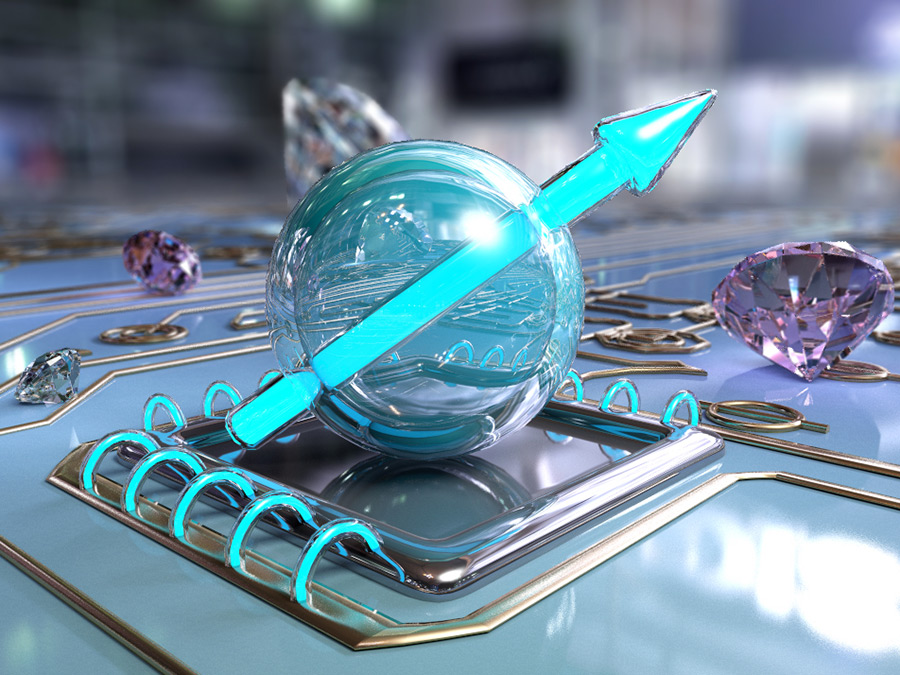 Vision of a future quantum computer with chips made of diamond and graphene - Image: Christoph Hohmann / NIM