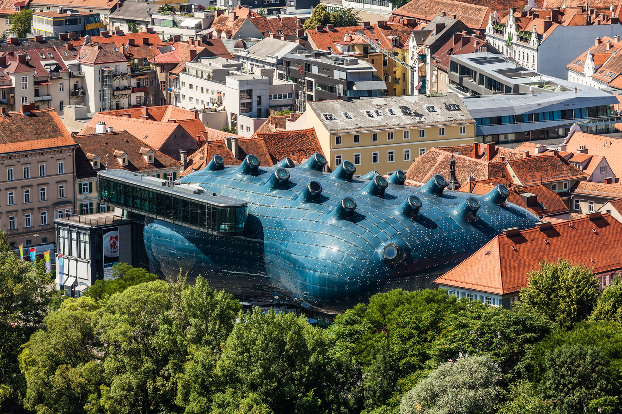 The Kunsthaus Graz. (Photo: deymos / iStock) The Kunsthaus Graz.