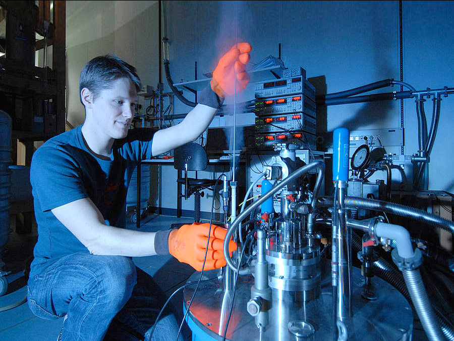 Sebastian Mühlbauer prepares one of his experiments