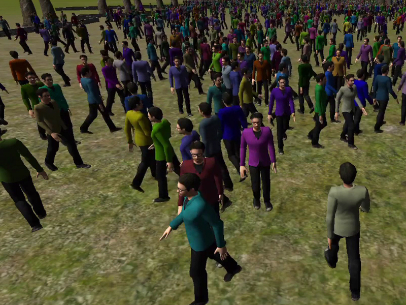 Where will it get crowded? Via computer simulations, researchers can even prior to the start of an event - here an open-air event - recognize situations, in which congestions and crowds will occur.