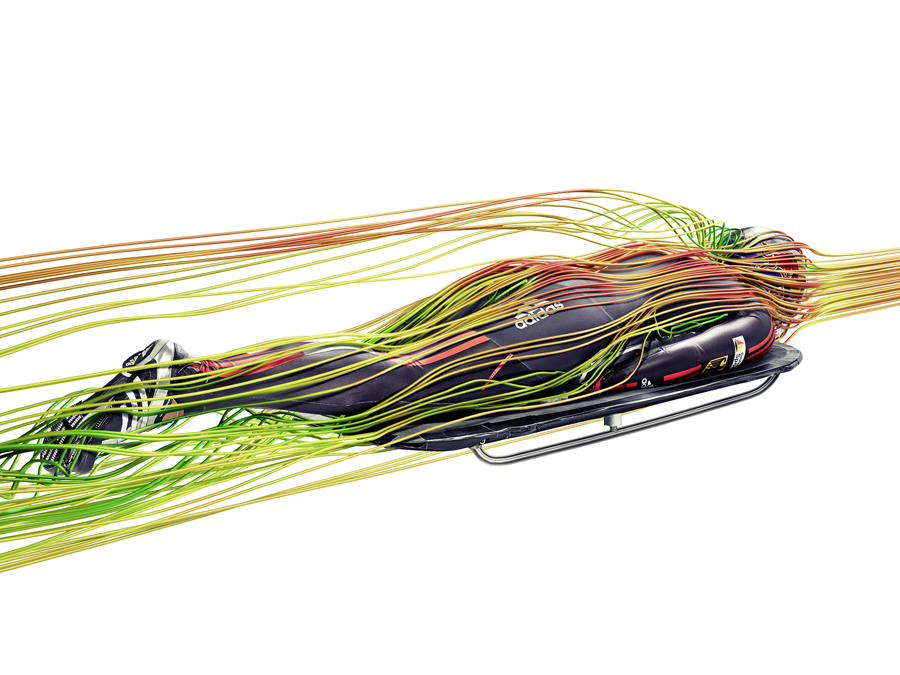 Simulationen im Windkanal - so testen die TUM-Wissenschaftler die aerodynamischen Eigenschaften des Schlittens. (Bild: TUM / FluiDyna, M. + C. Penev) Simulationen im Windkanal - so testen die TUM-Wissenschaftler die aerodynamischen Eigenschaften des Schlittens. (Bild: TUM / FluiDyna, M. + C. Penev)