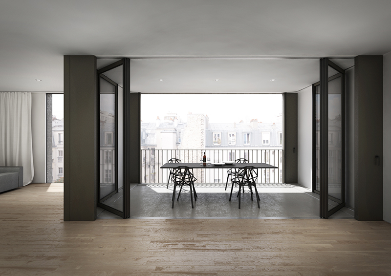 A sliding door turns the balcony into indoor living space.