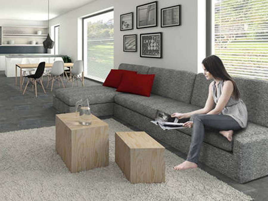 Eine Illustration des Energie-Speicher-Plus-Hauses, das in Hallbergmoos gebaut werden soll. (Bild: Dynahaus) Eine Illustration des Energie-Speicher-Plus-Hauses, das in Hallbergmoos gebaut wird.