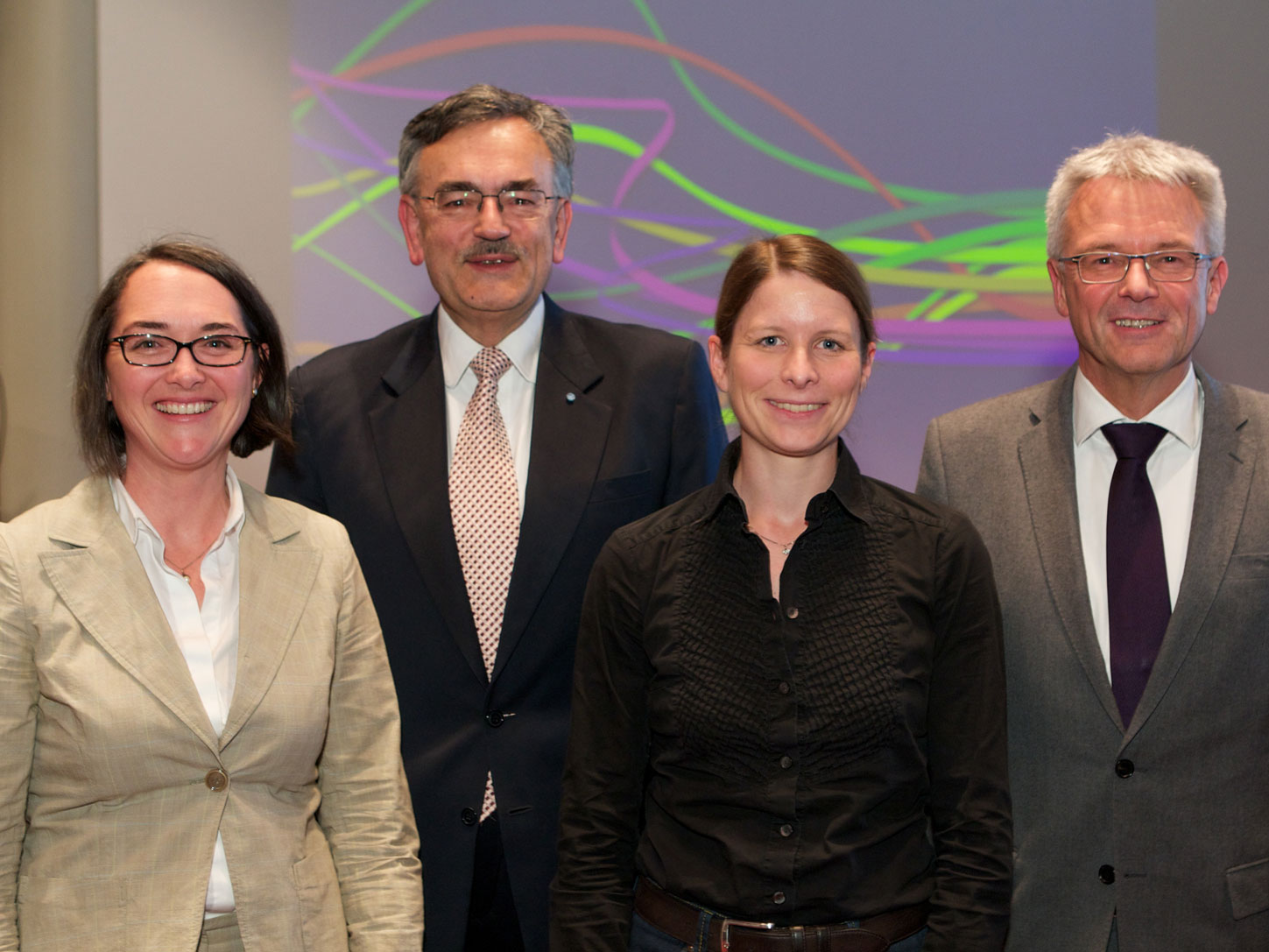 Prof. Tina Seidel, Präsident Prof. Wolfgang A. Herrmann, Prof. Caroline Lasser und Prof. Manfred Prenzel präsentierten erfolgreich das Konzept TUMconnect