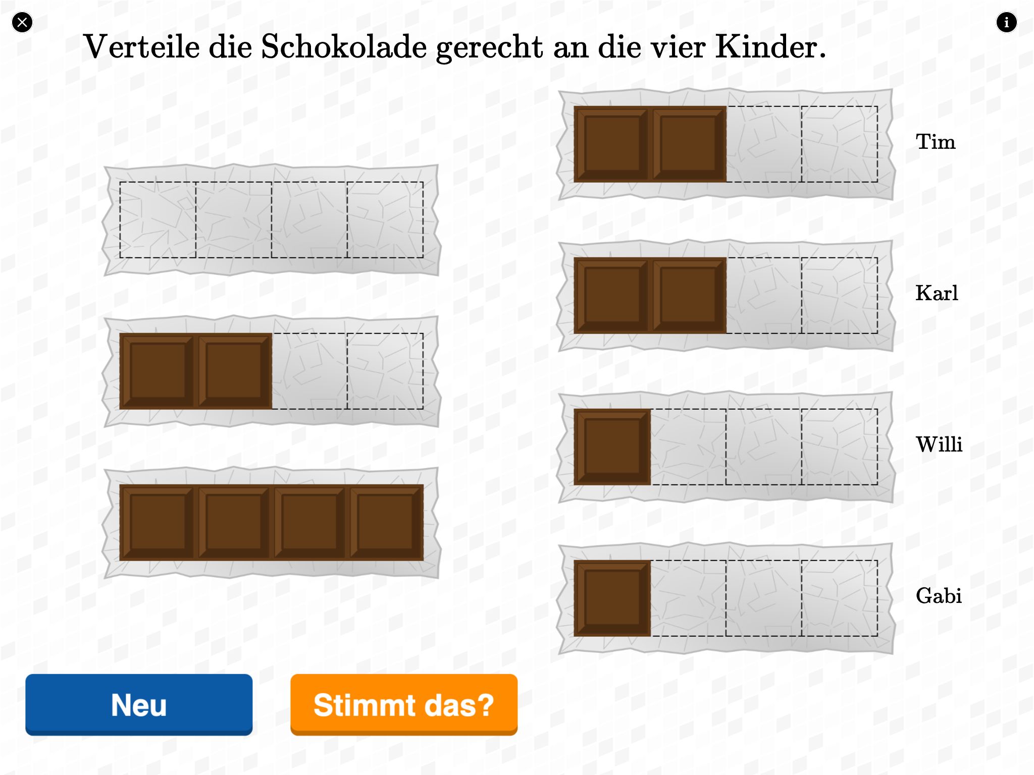 A sample task from the digital school book on fractions.