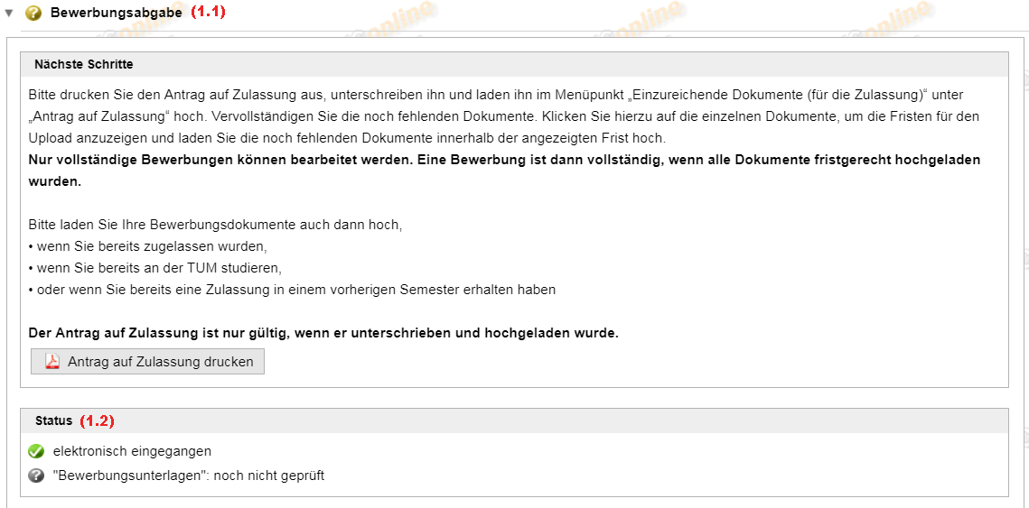 Onlinebewerbung Status Bewerbung Tum
