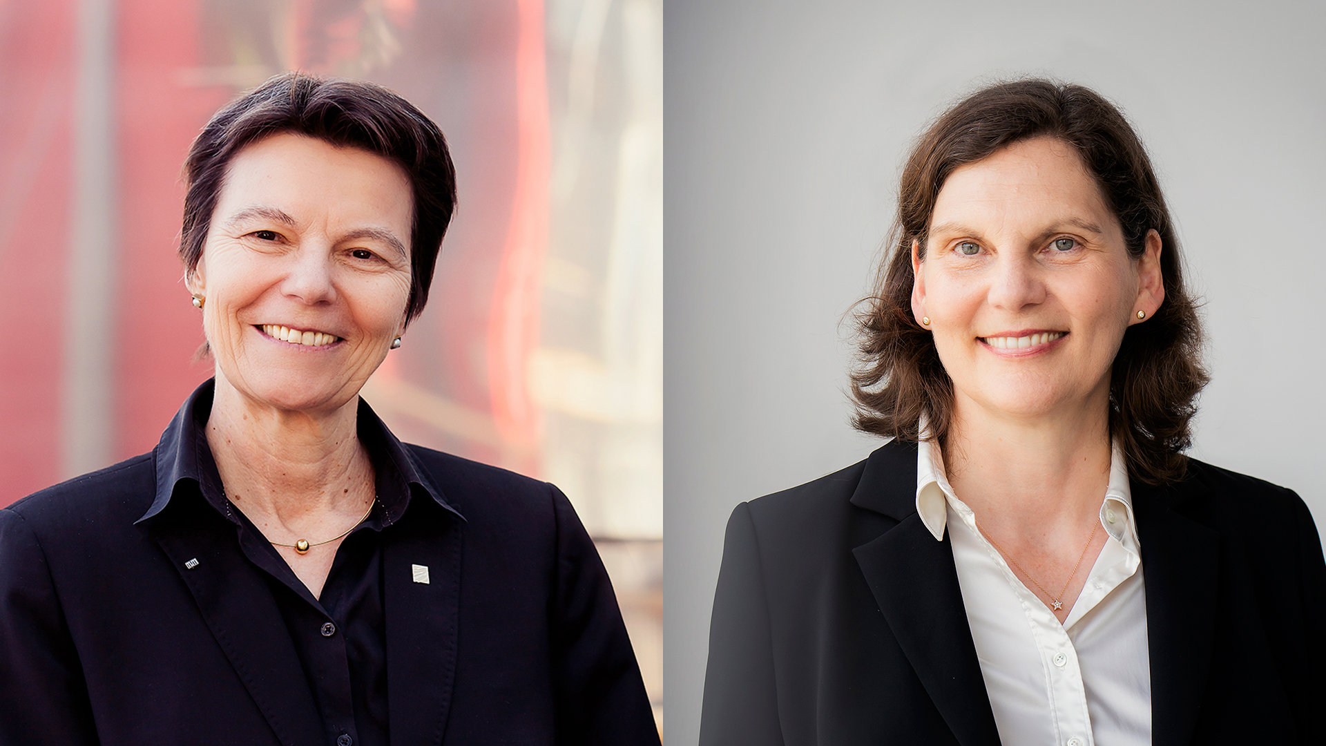 Porträts der beiden Preisträgerinnen des Preises für gute Lehre, Claudia Eckert und Friederike Schmidt-Graf